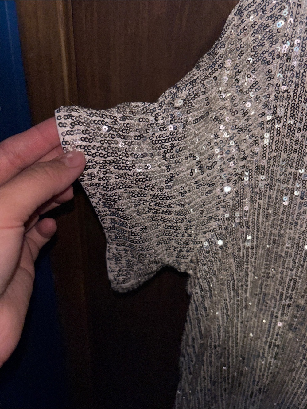 Vince Camuto Silver Sequin V-Neck Mini Dress - Picture 3 of 16